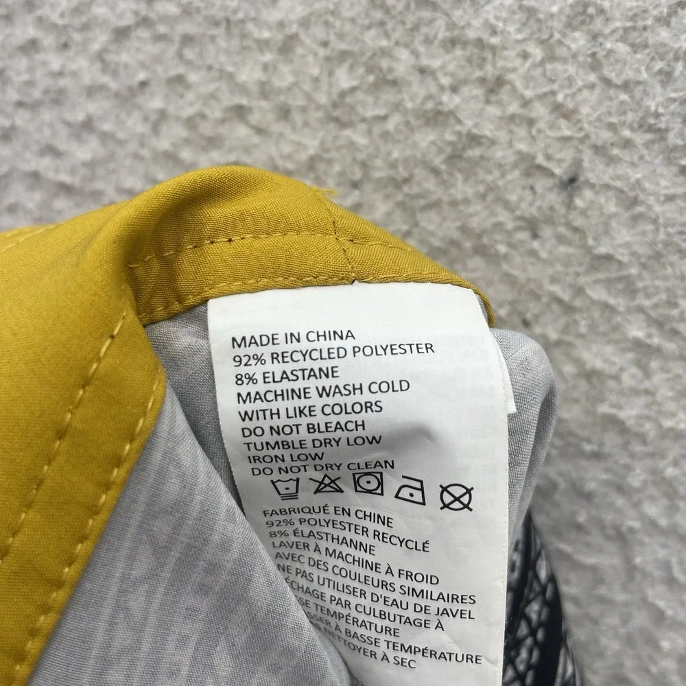 Prana Board Shorts Mens 35 50+ UPF Geometric AOP Black Yellow Stretch Trunks